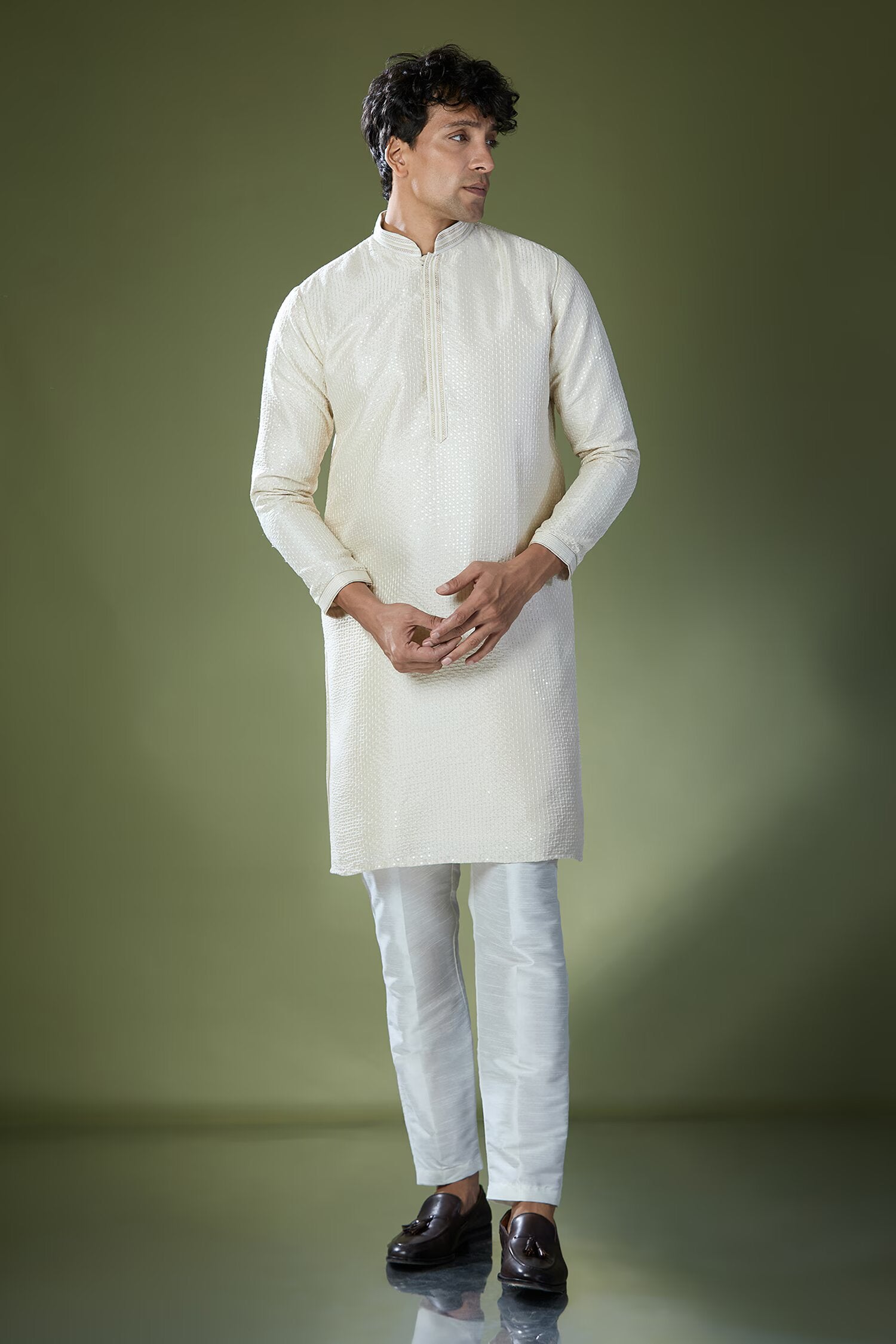 Almond Running Stitch Kurta Set