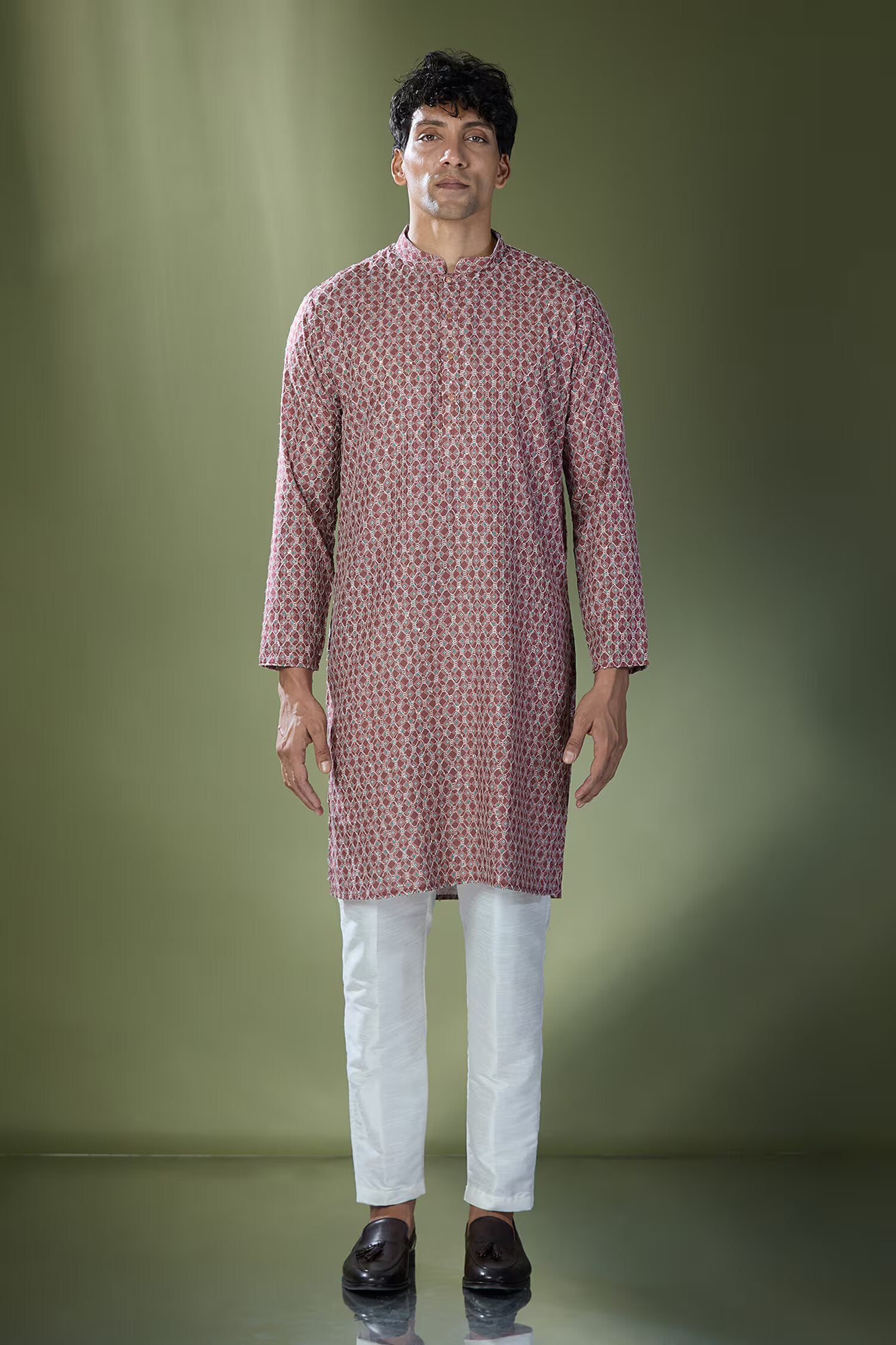 Maroon Printed Kurta Set