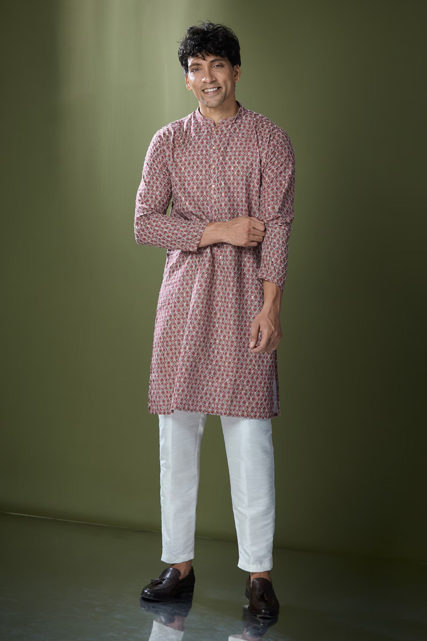 Maroon Printed Kurta Set