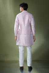Lilac Embroidered Kurta-Jacket Set