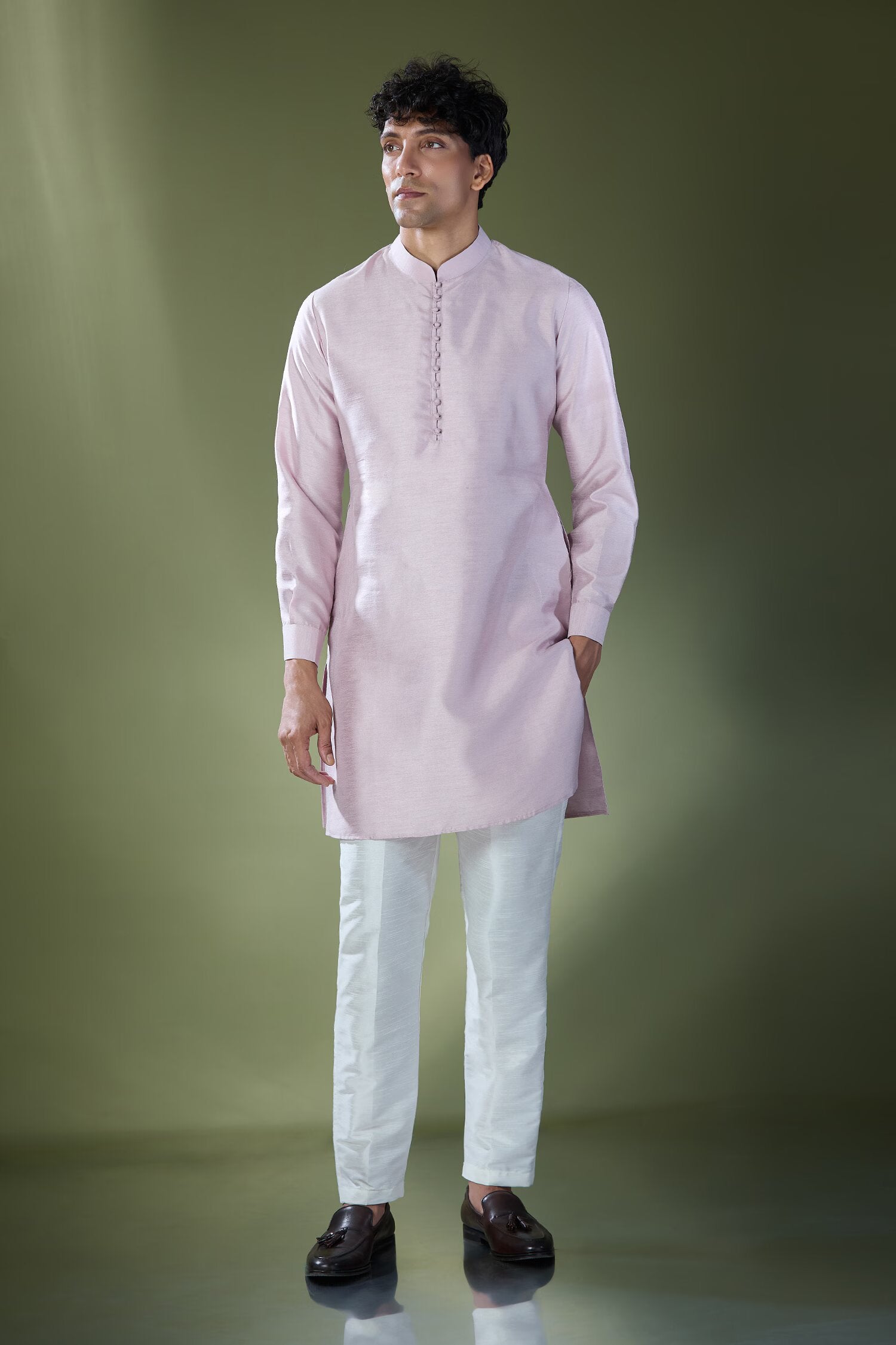 Lilac Embroidered Kurta-Jacket Set