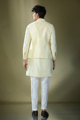 Parrot Green Embroidered Kurta-Jacket Set