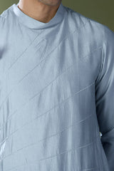 Powder Blue Ombre High-Neck Embroidered Kurta Set