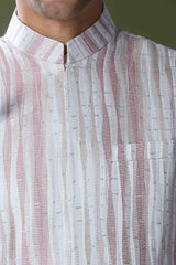 Powder Pink Embroidered Kurta-Jacket Set
