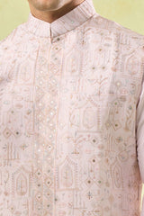 Blush Pink Embroidered Kurta-Bundi Set