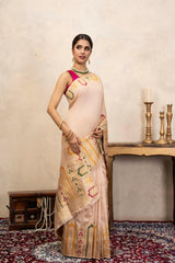 Rose Pink Pure Katan Silk Banarasi Handloom Saree