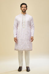 Lilac Embroidered Kurta-Jacket Set