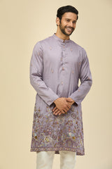 Purple Embroidered Kurta Set
