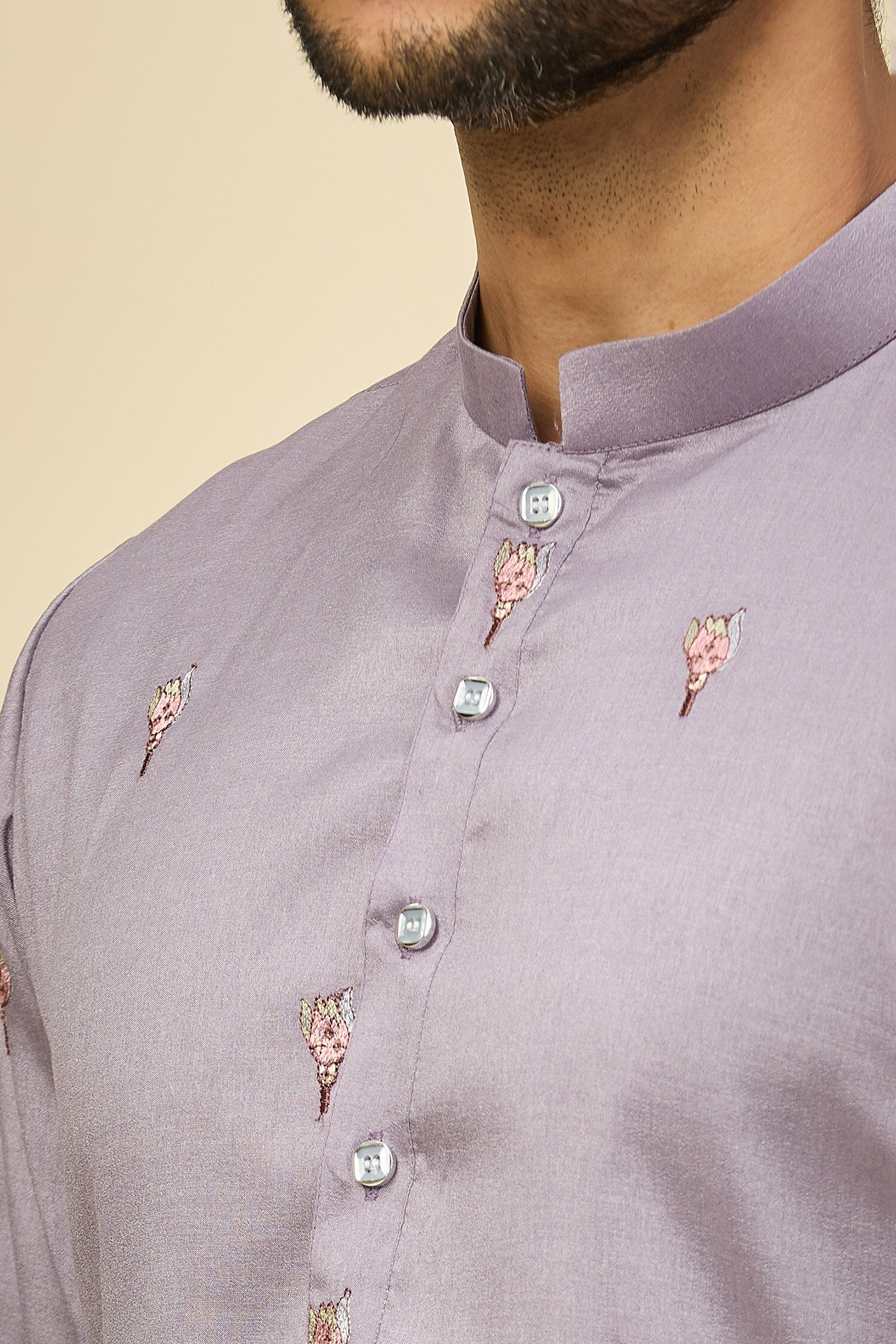 Purple Embroidered Kurta Set
