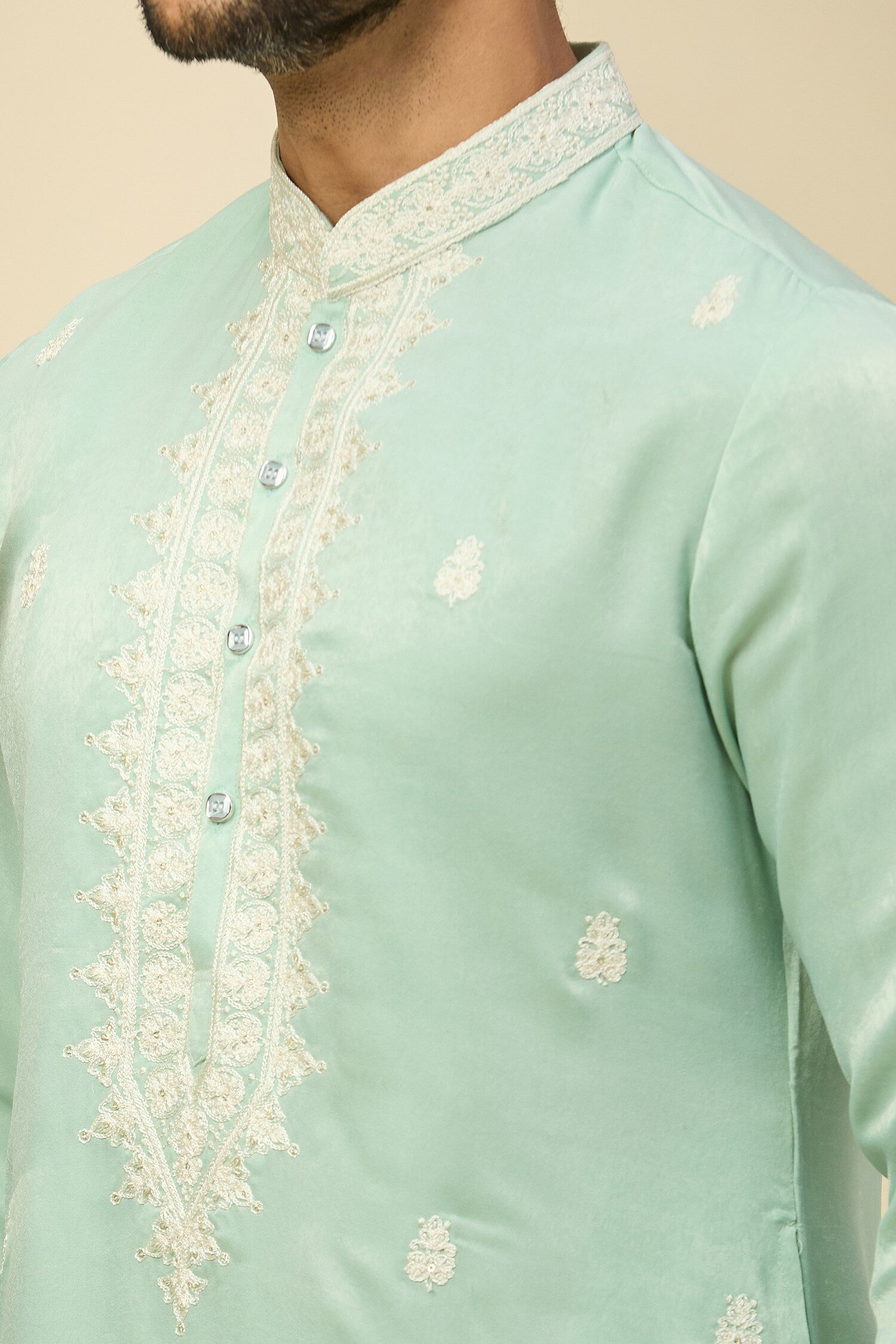 Mint Blue Embroidered Kurta Set