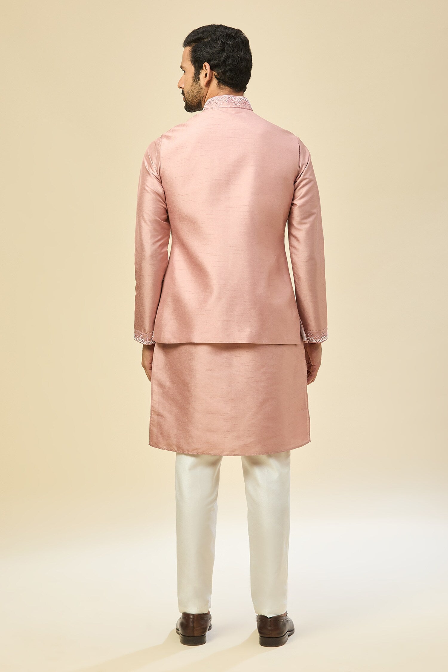 Mauve Pink Embroidered Kurta-Jacket Set