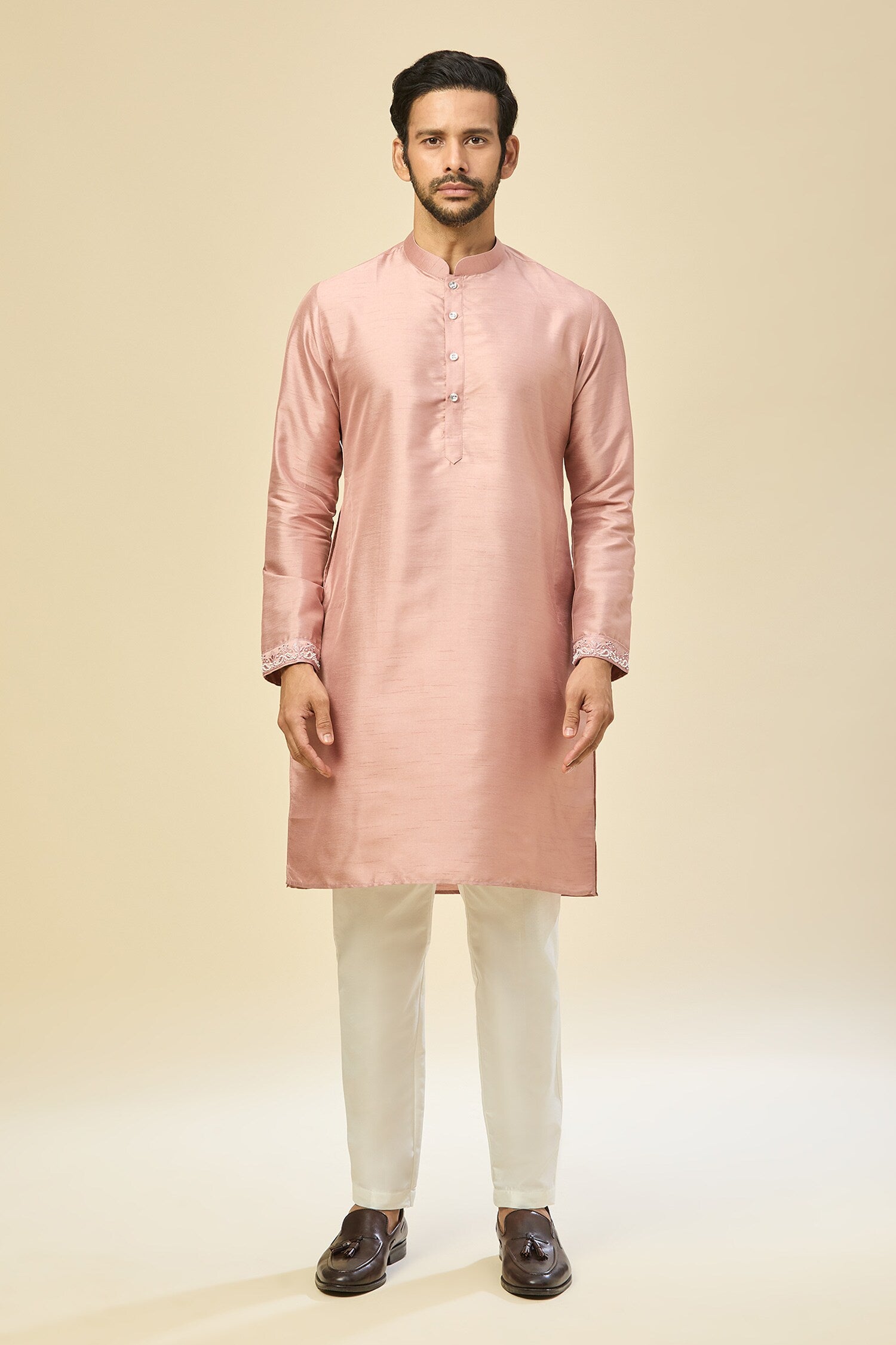 Mauve Pink Embroidered Kurta-Jacket Set