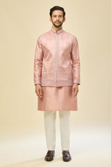 Mauve Pink Embroidered Kurta-Jacket Set