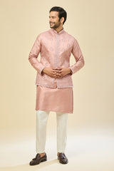 Mauve Pink Embroidered Kurta-Jacket Set