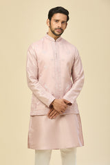 Baby Pink Embroidered Kurta-Jacket Set