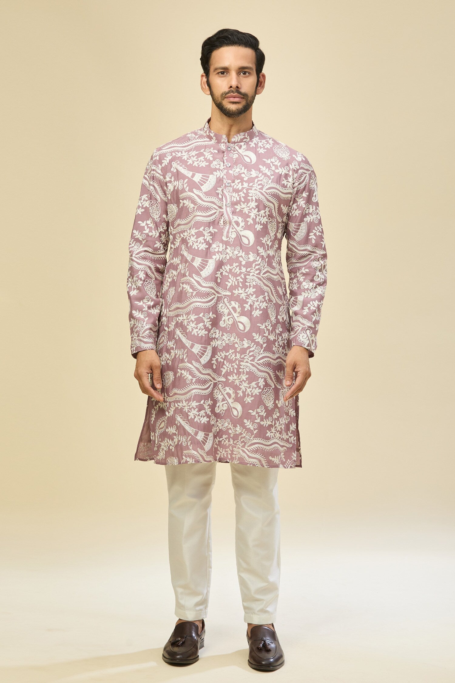 Mauve Pink Embroidered Kurta Set