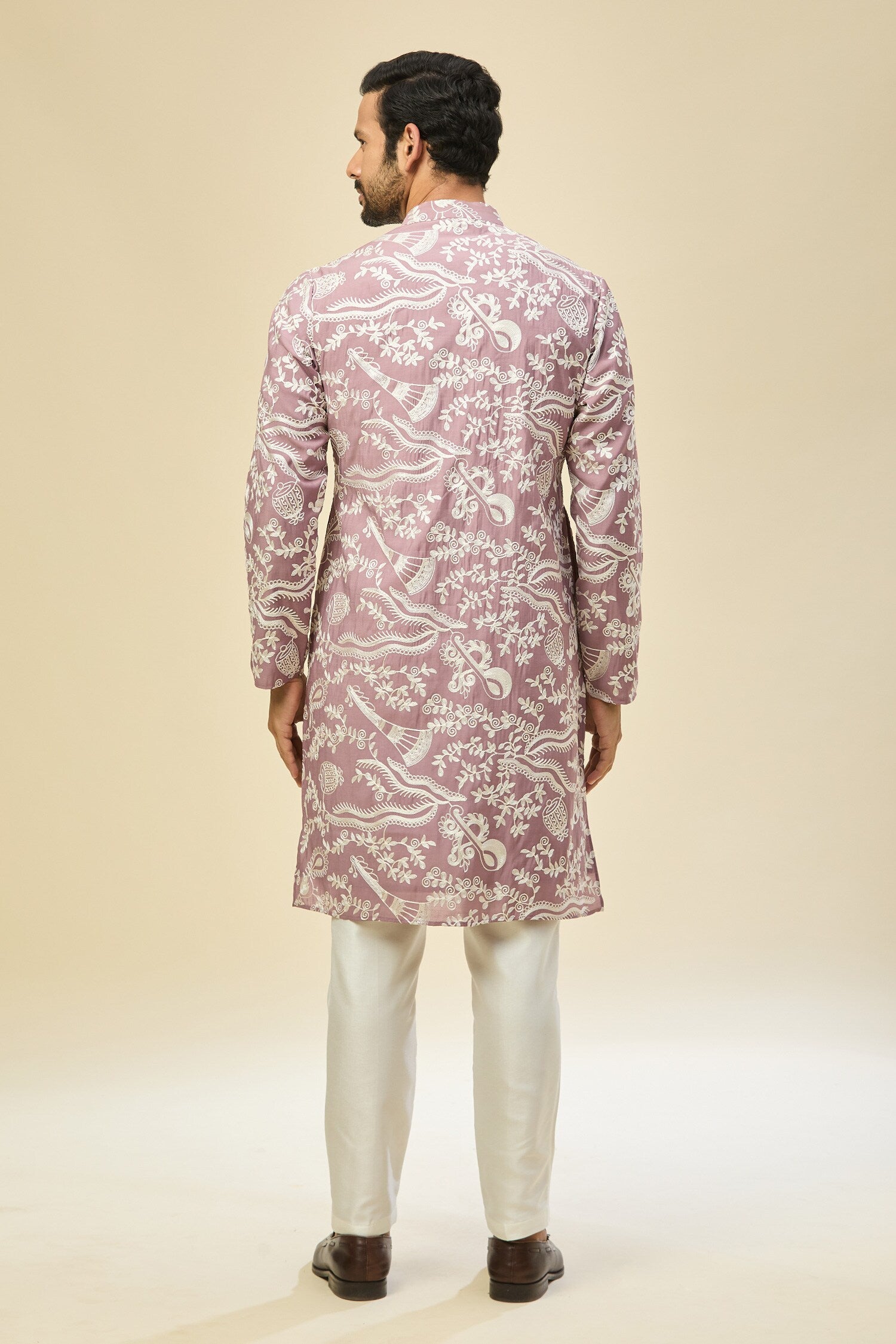 Mauve Pink Embroidered Kurta Set