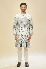 Off White Embroidered Kurta Set