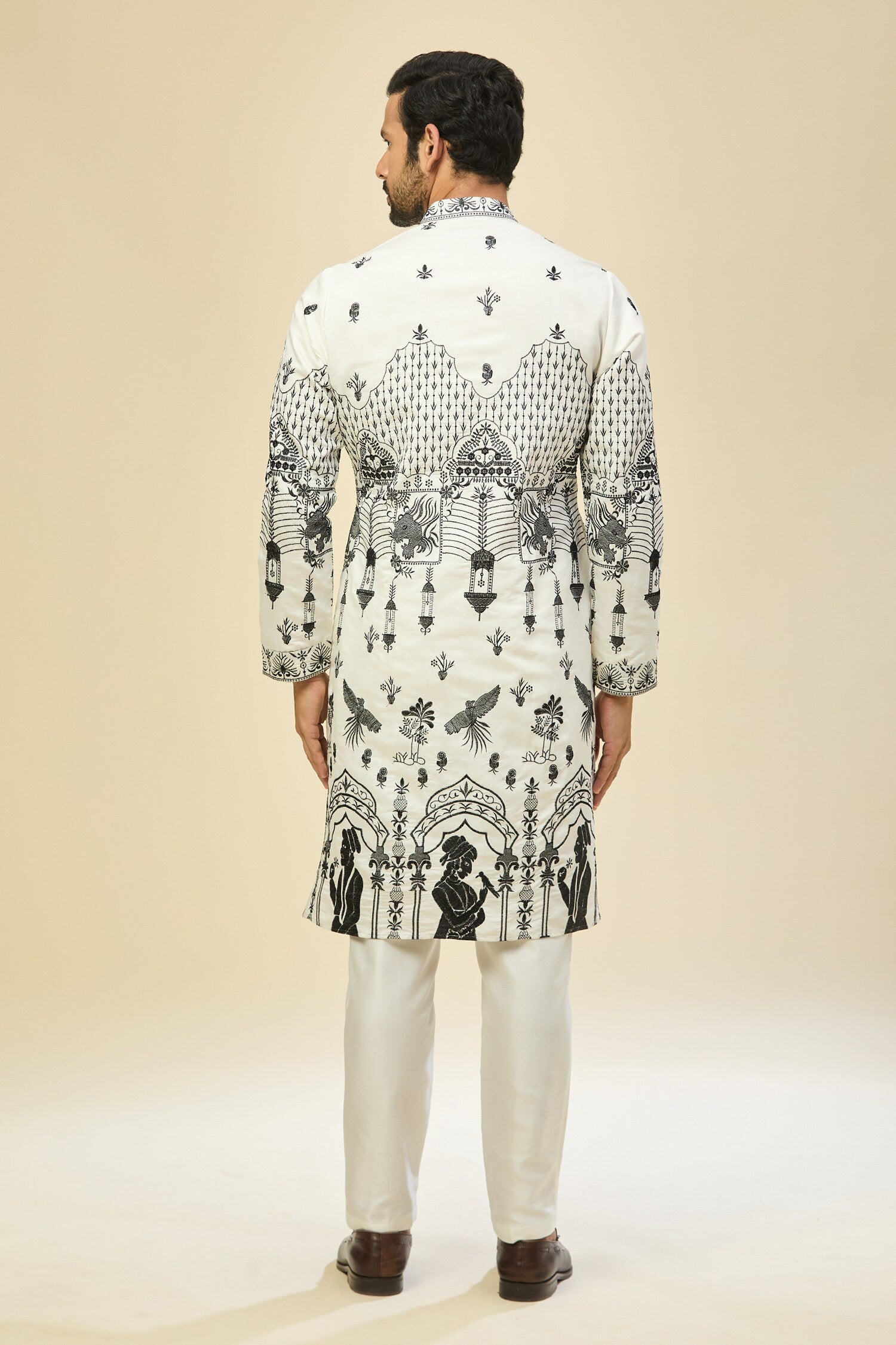 Off White Embroidered Kurta Set