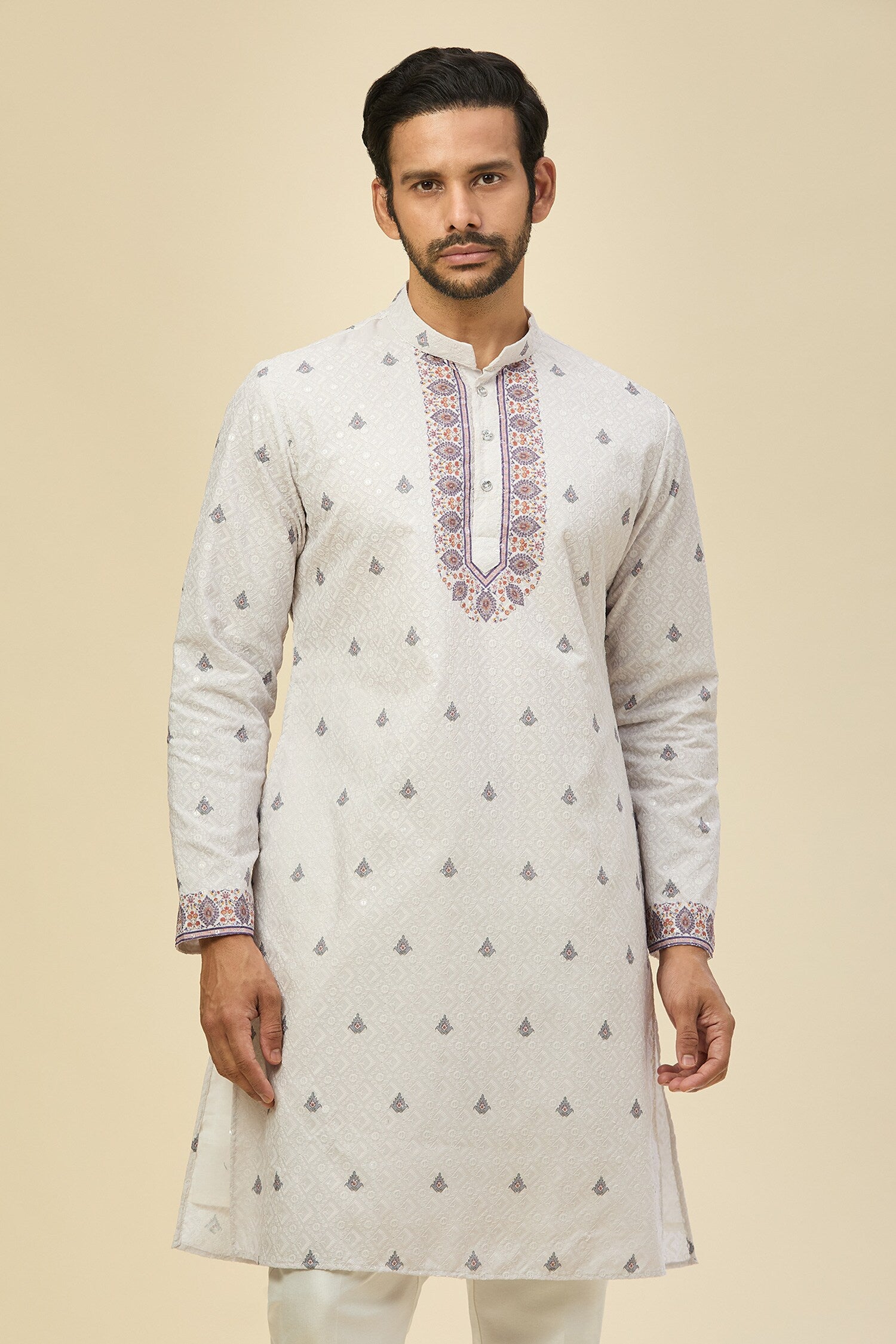 Off White Printed Kurta Set