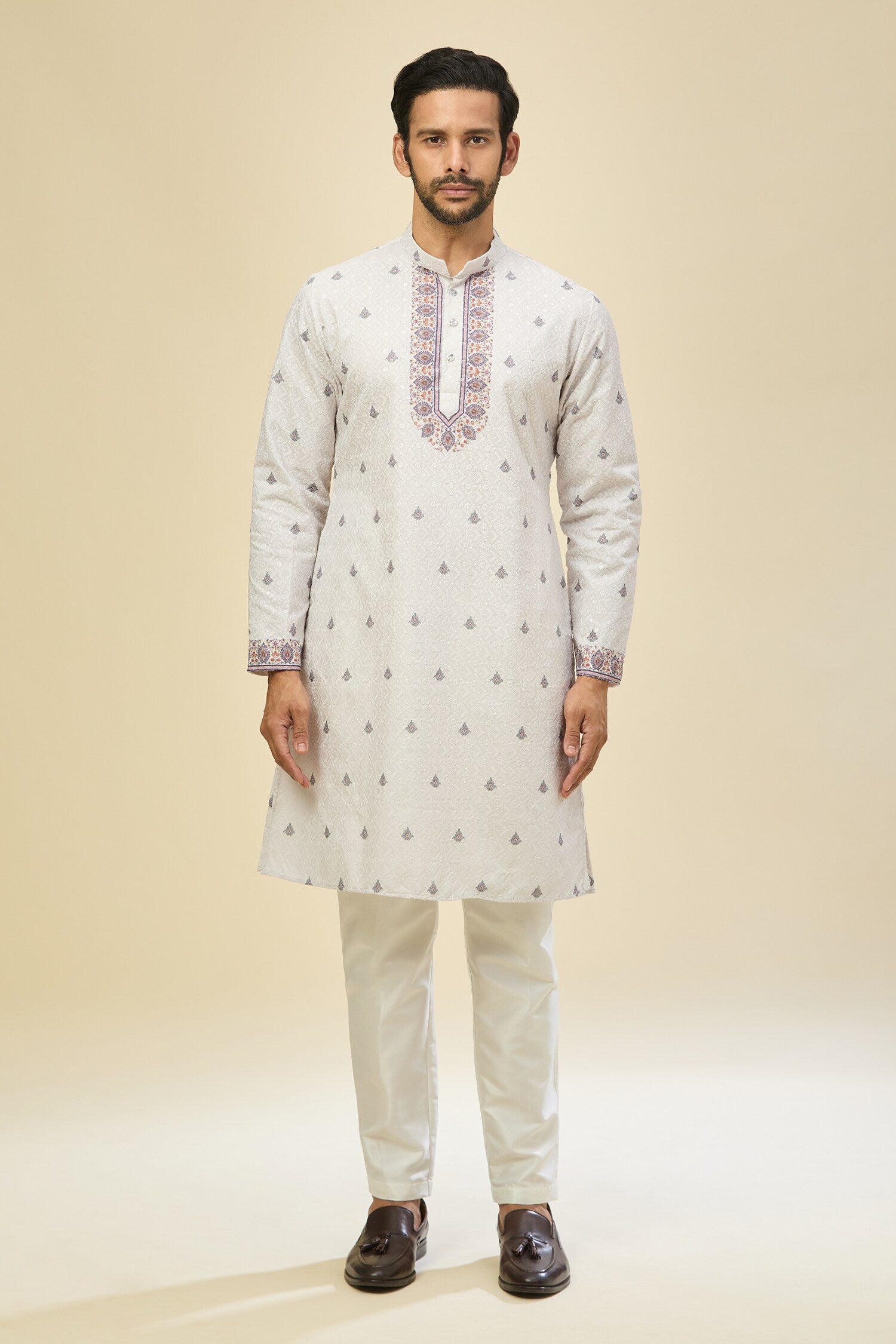 Off White Printed Kurta Set