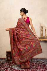 Red Pure Silk Banarasi Meenakari Handloom Saree