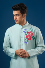 Sky Blue Floral Printed Kurta Set
