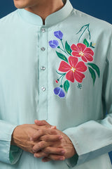 Sky Blue Floral Printed Kurta Set