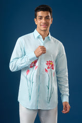Sky Blue Floral Shirt