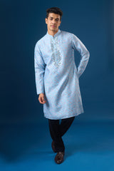 Sky Blue Mirror Embroidered Kurta Set