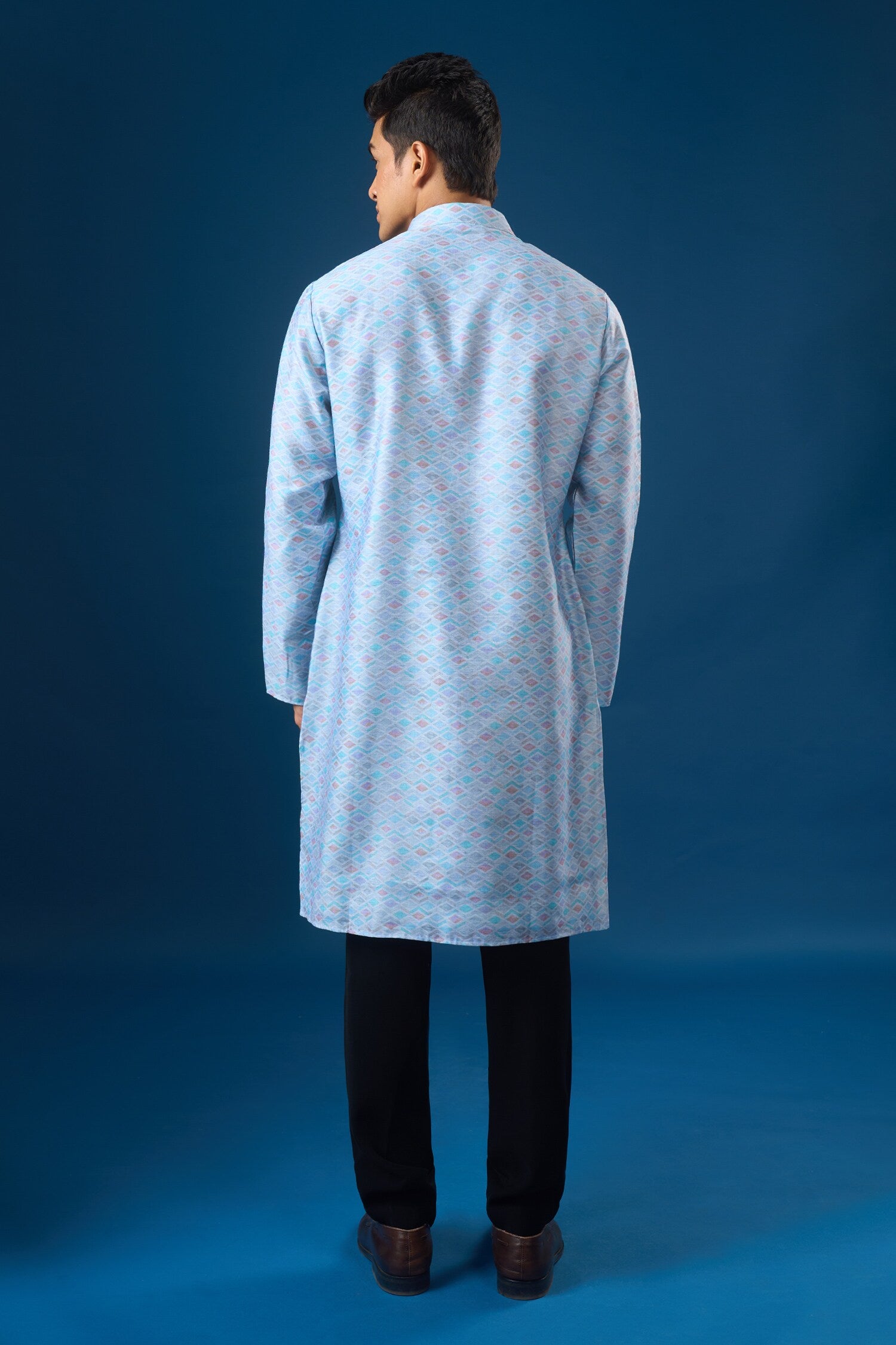 Sky Blue Mirror Embroidered Kurta Set
