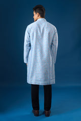Sky Blue Mirror Embroidered Kurta Set