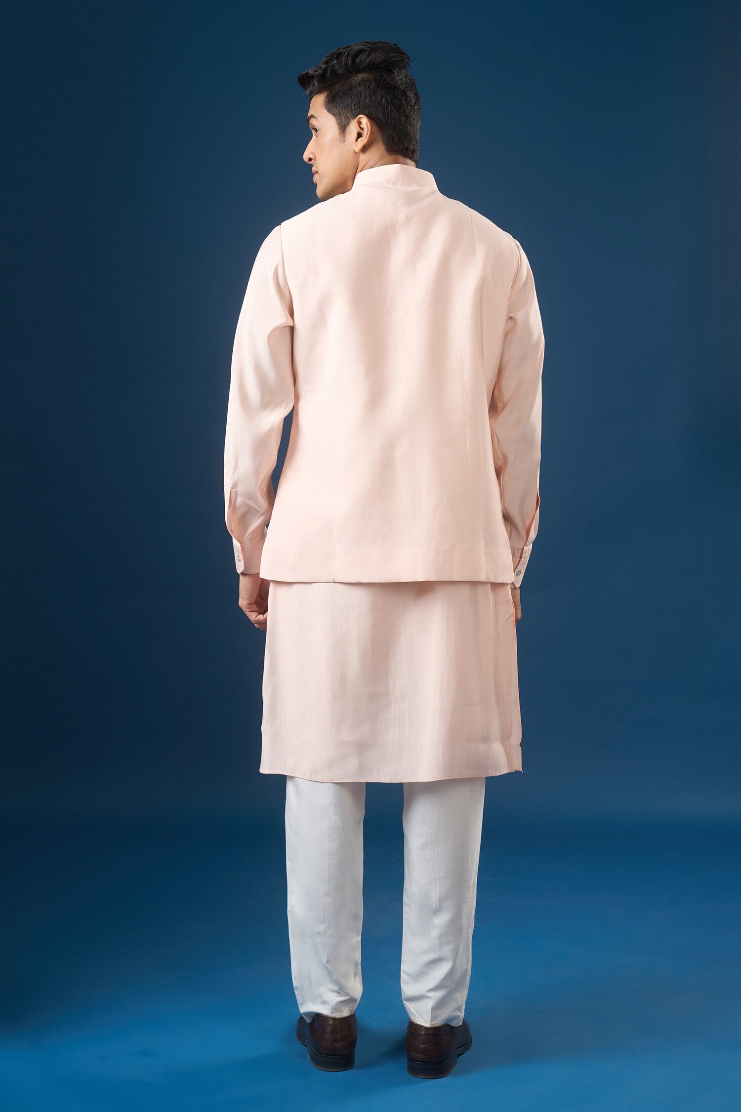 Pink Embroidered Kurta-Bundi Set