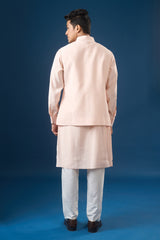 Pink Embroidered Kurta-Bundi Set