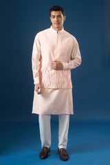 Pink Embroidered Kurta-Bundi Set