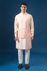 Pink Embroidered Kurta-Bundi Set