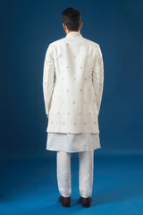 Off White Embroidered Indo-Western Set