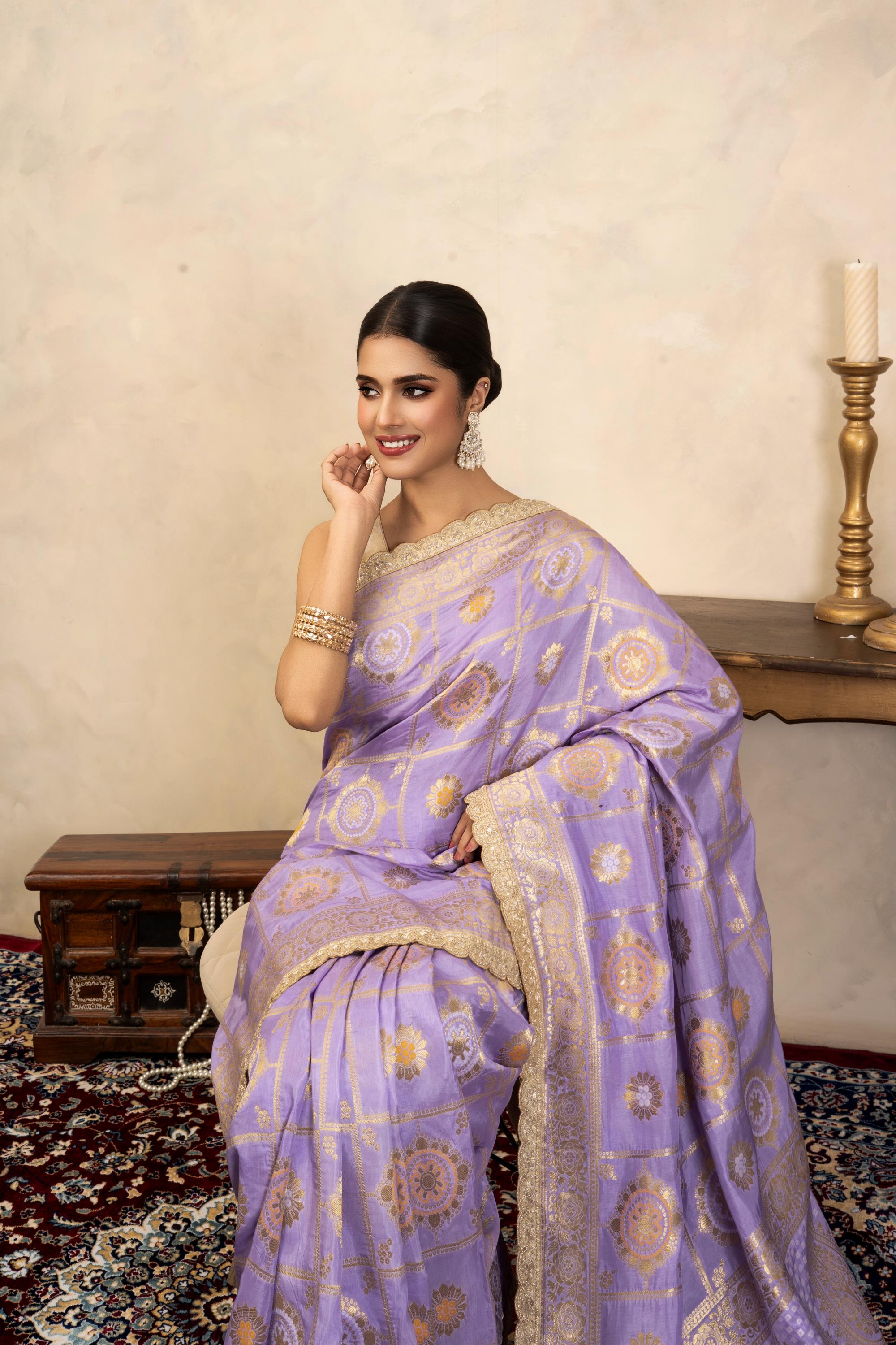 Light Lavender Pure Silk Banarasi Patola Handloom Saree
