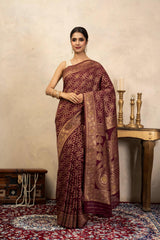 Maroon Pure Silk Banarasi Handloom Saree