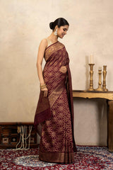 Maroon Pure Silk Banarasi Handloom Saree