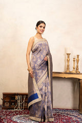 Blue Pure Katan Silk Brocade Banarasi Handloom Saree
