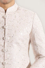 Blush Pink Embroidered Achkan Set