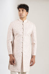 Blush Pink Embroidered Achkan Set