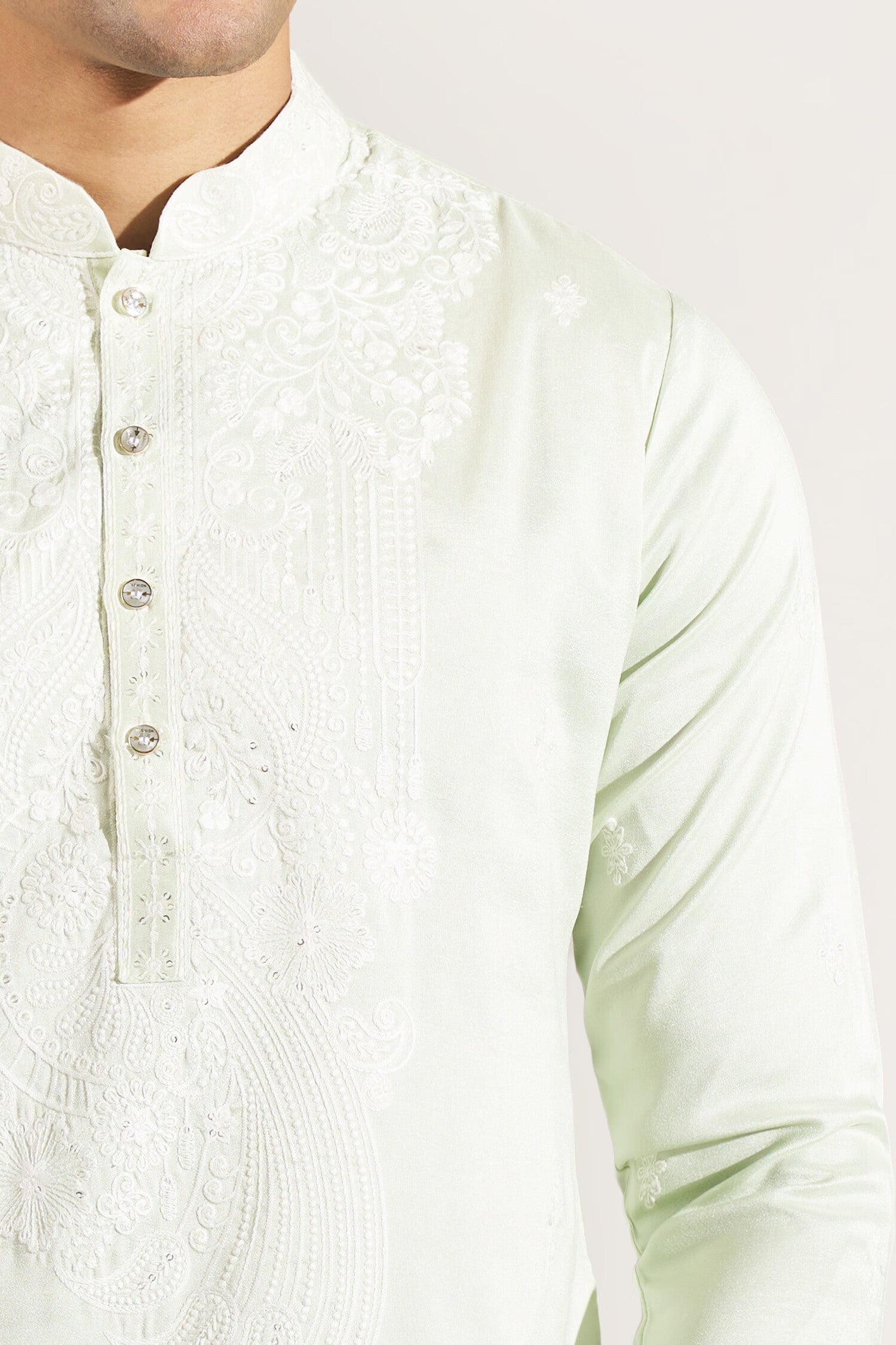 Pista Green Embroidered Kurta Set