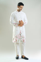 Off White Embroidered Kurta Set