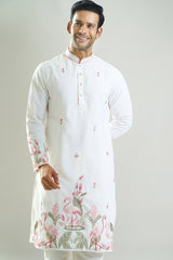 Off White Embroidered Kurta Set