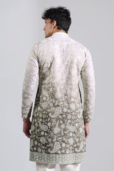 Green Ombre Embroidered Kurta Set
