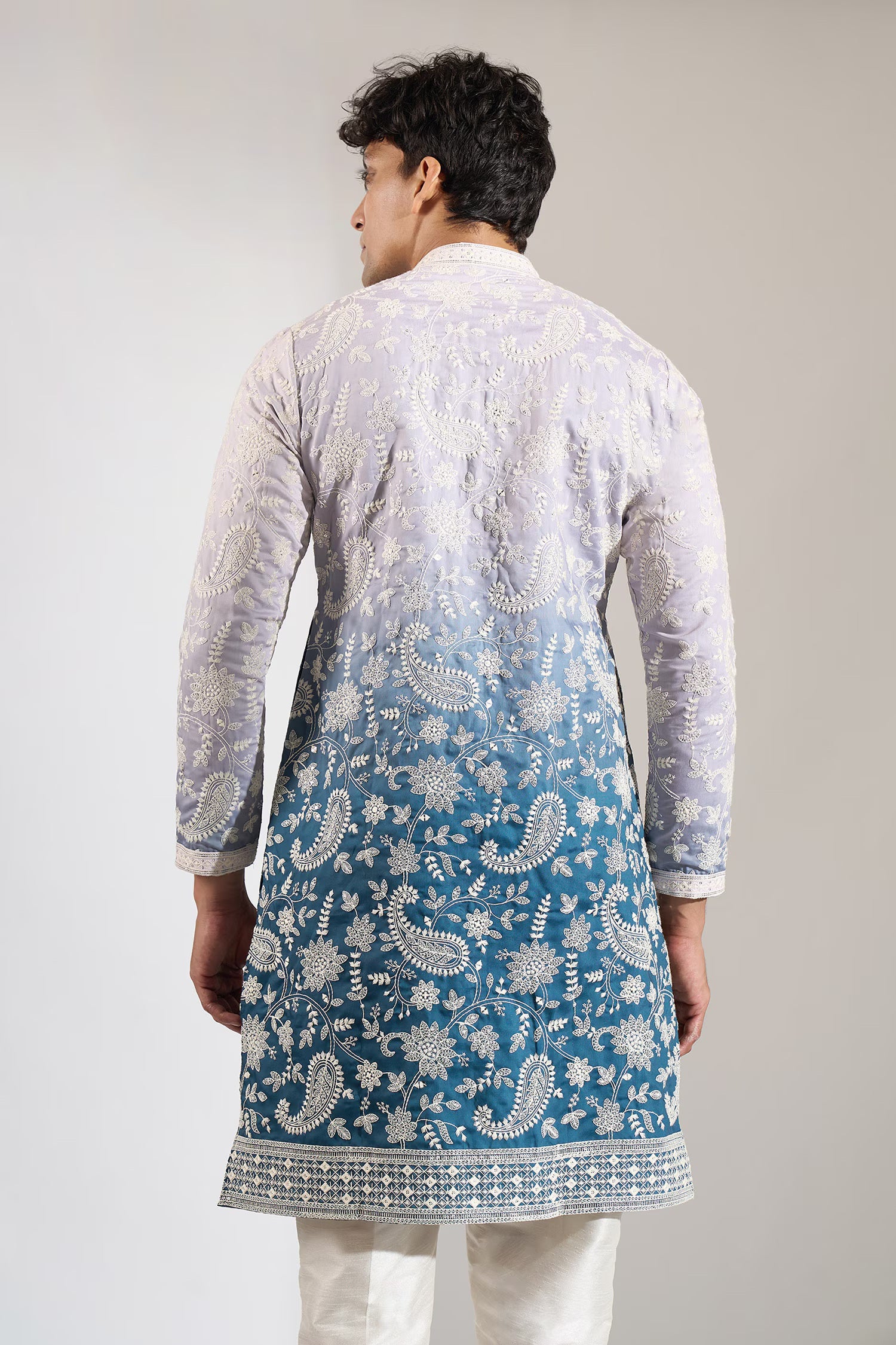 Blue Ombre Embroidered Kurta Set
