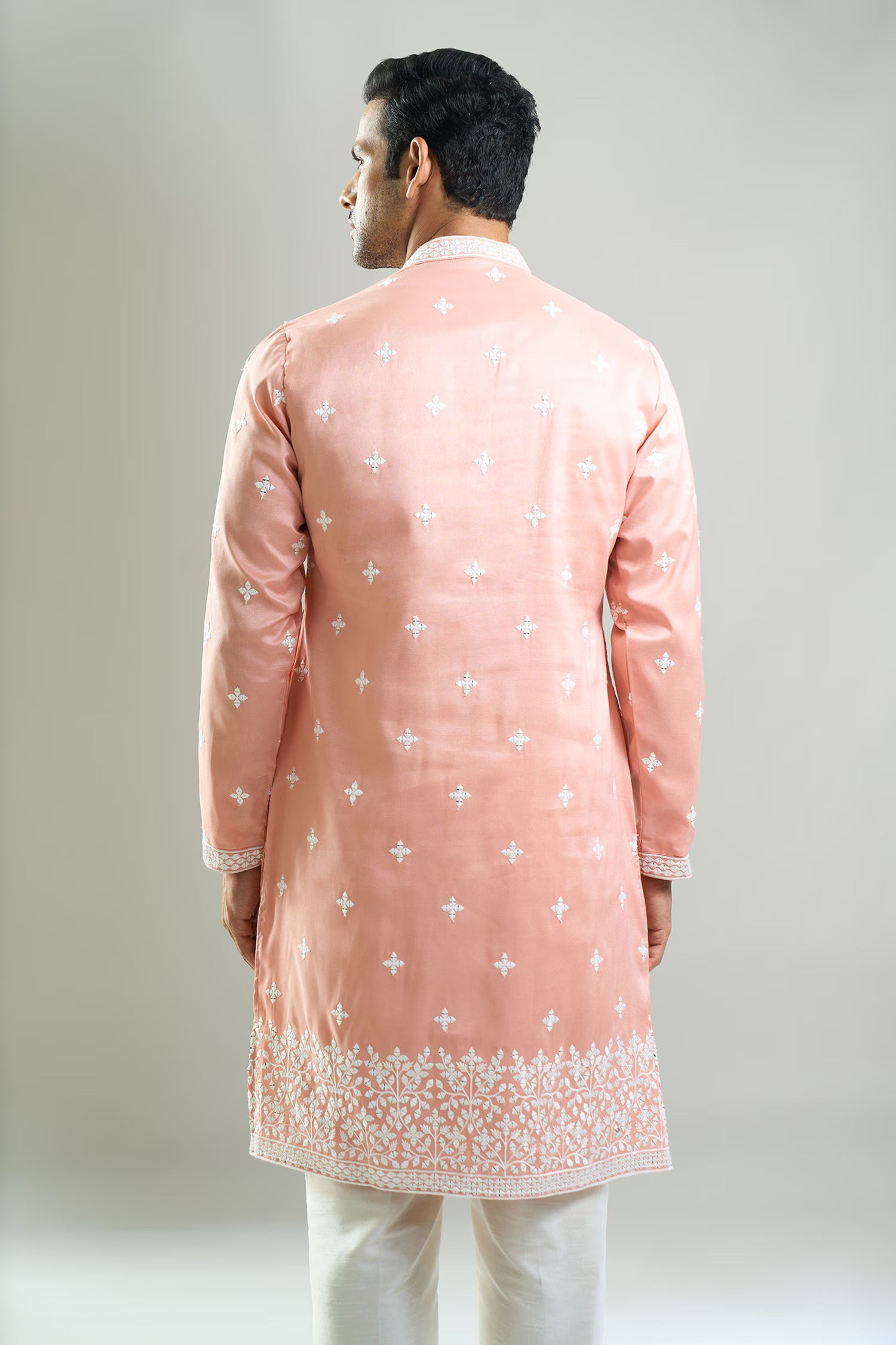 Peach Embroidered Kurta Set