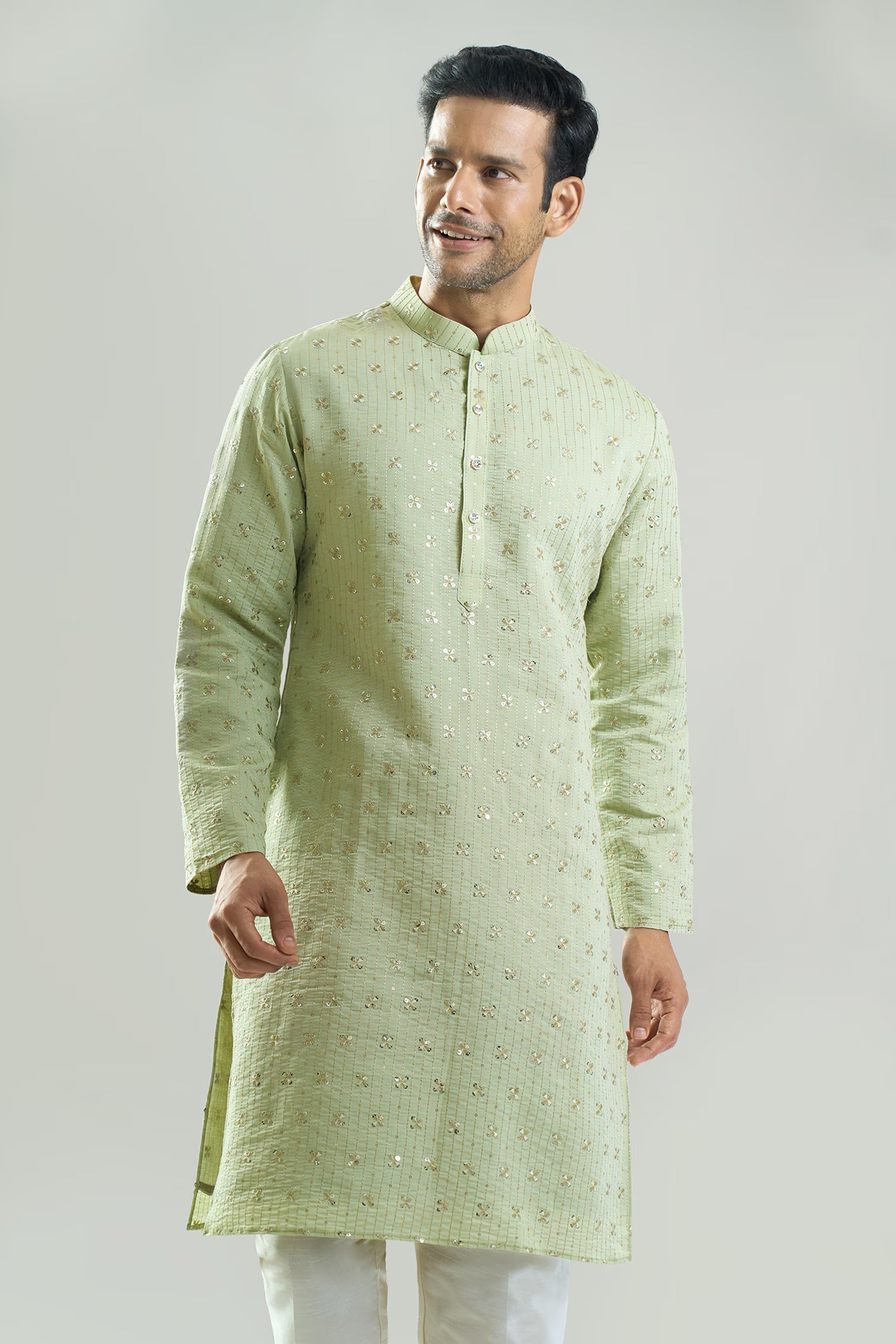 Pista Green Embroidered Kurta Set